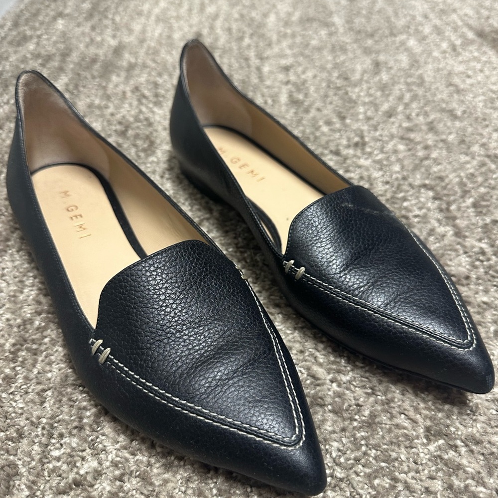 M.GEMI-Leather Pointed Toe Flats